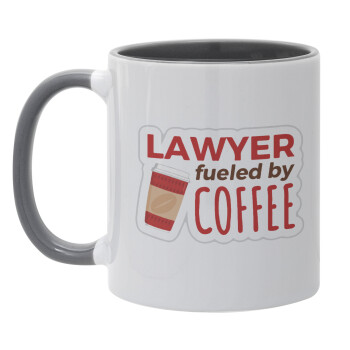 Lawyer fueled by coffee, Κούπα χρωματιστή γκρι, κεραμική, 330ml