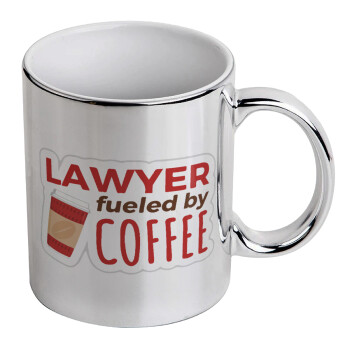 Lawyer fueled by coffee, Κούπα κεραμική, ασημένια καθρέπτης, 330ml