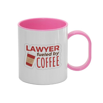 Lawyer fueled by coffee, Κούπα (πλαστική) (BPA-FREE) Polymer Ροζ για παιδιά, 330ml