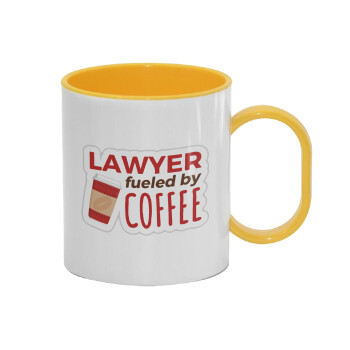 Lawyer fueled by coffee, Κούπα (πλαστική) (BPA-FREE) Polymer Κίτρινη για παιδιά, 330ml