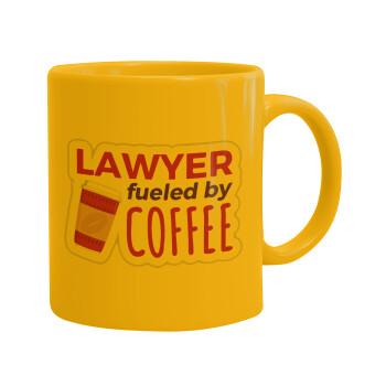 Lawyer fueled by coffee, Κούπα, κεραμική κίτρινη, 330ml (1 τεμάχιο)