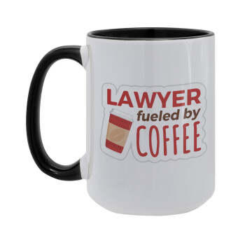 Lawyer fueled by coffee, Κούπα Mega 15oz, κεραμική Μαύρη, 450ml
