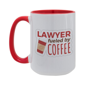 Lawyer fueled by coffee, Κούπα Mega 15oz, κεραμική Κόκκινη, 450ml