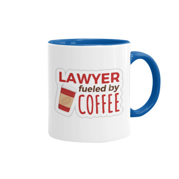 Lawyer fueled by coffee, Mug colored blue, ceramic, 330ml