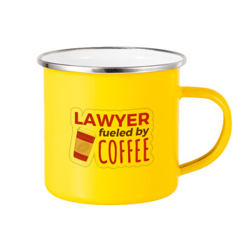 Lawyer fueled by coffee, Κούπα Μεταλλική εμαγιέ Κίτρινη 360ml