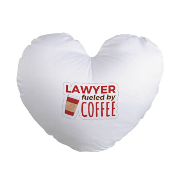 Lawyer fueled by coffee, Μαξιλάρι καναπέ καρδιά 40x40cm περιέχεται το  γέμισμα