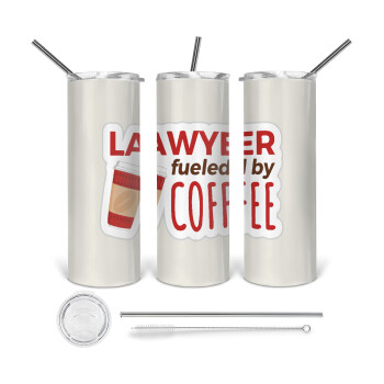 Lawyer fueled by coffee, 360 Eco friendly stainless steel tumbler 600ml, with metal straw & cleaning brush