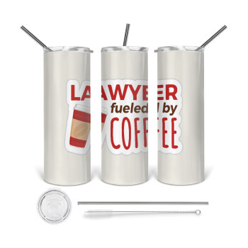 Lawyer fueled by coffee, Tumbler stainless steel 600ml, with metal straw & cleaning brush