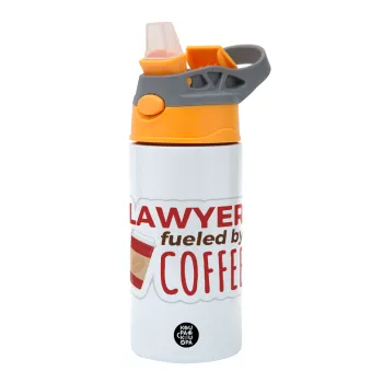 Lawyer fueled by coffee, Παιδικό παγούρι θερμό, ανοξείδωτο, με καλαμάκι ασφαλείας, Πορτοκαλί/Γκρι (360ml) BPA-FREE