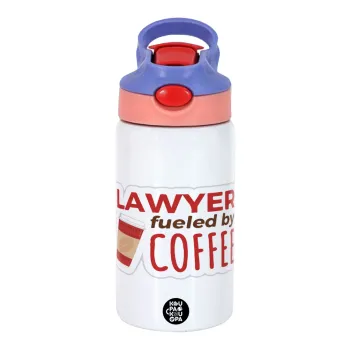 Lawyer fueled by coffee, Children's hot water bottle, stainless steel, with safety straw, pink/purple (350ml)