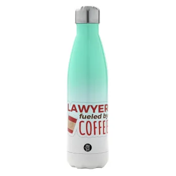 Lawyer fueled by coffee, Μεταλλικό παγούρι θερμός Πράσινο/Λευκό (Stainless steel), διπλού τοιχώματος, 500ml