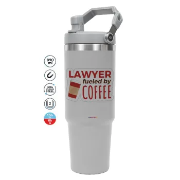 Lawyer fueled by coffee, ΓΚΡΙ χρώματος Θερμός Ανοξείδωτο 890ml (30oz) με χερούλι