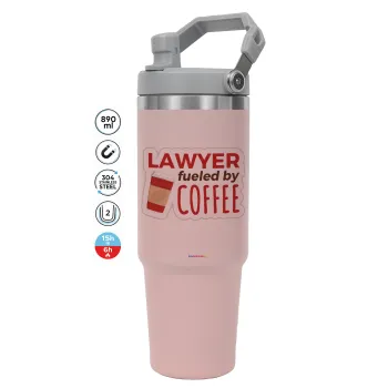 Lawyer fueled by coffee, Pink color, 890ml (30oz) stainless Steel Tumbler with Handle