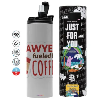 Lawyer fueled by coffee, Tumbler stainless steel GREY 600ml