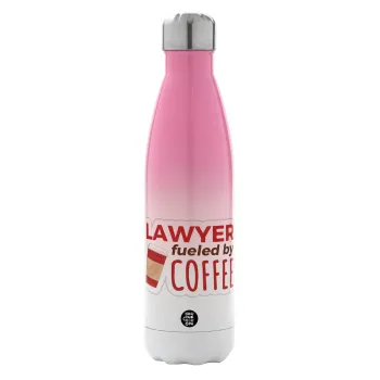 Lawyer fueled by coffee, Metal mug thermos Pink/White (Stainless steel), double wall, 500ml