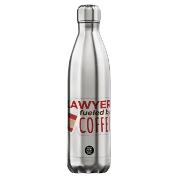 Lawyer fueled by coffee, Μεταλλικό παγούρι θερμός Inox (Stainless steel), διπλού τοιχώματος, 750ml