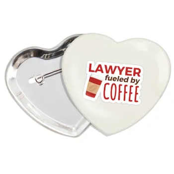 Lawyer fueled by coffee, Κονκάρδα παραμάνα καρδιά (57x52mm)