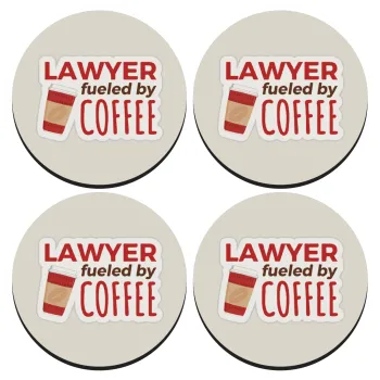 Lawyer fueled by coffee, ΣΕΤ 4 Σουβέρ ξύλινα στρογγυλά (9cm)