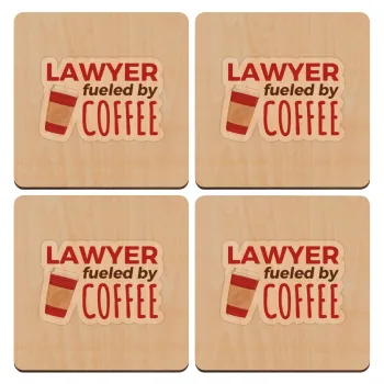 Lawyer fueled by coffee, ΣΕΤ x4 Σουβέρ ξύλινα τετράγωνα plywood (9cm)