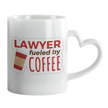 Lawyer fueled by coffee, Mug heart handle, ceramic, 330ml
