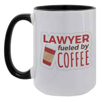 Lawyer fueled by coffee, Κούπα Mega 15oz, κεραμική Μαύρη, 450ml