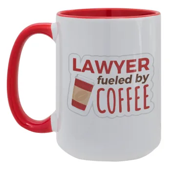 Lawyer fueled by coffee, Κούπα Mega 15oz, κεραμική Κόκκινη, 450ml