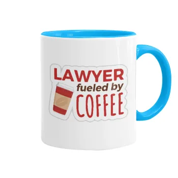 Lawyer fueled by coffee, Mug colored light blue, ceramic, 330ml