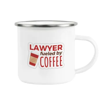 Lawyer fueled by coffee, Κούπα Μεταλλική εμαγιέ λευκη 360ml