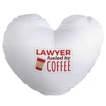 Lawyer fueled by coffee, Μαξιλάρι καναπέ καρδιά 40x40cm περιέχεται το  γέμισμα
