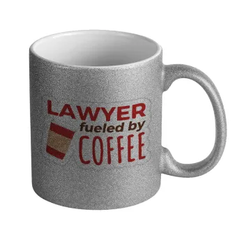 Lawyer fueled by coffee, Κούπα Ασημένια Glitter που γυαλίζει, κεραμική, 330ml