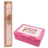 Easter Set, children's snack container PINK & scented flat Easter candle (30cm) (PINK)