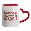 Mug heart red handle, ceramic, 330ml
