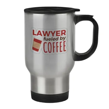 Lawyer fueled by coffee, Κούπα ταξιδιού ανοξείδωτη με καπάκι, διπλού τοιχώματος (θερμό) 450ml