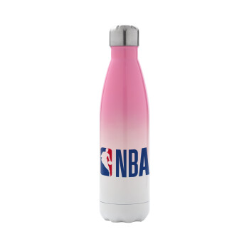 NBA Classic, Μεταλλικό παγούρι θερμός Ροζ/Λευκό (Stainless steel), διπλού τοιχώματος, 500ml