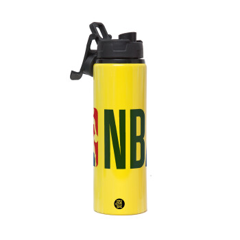 NBA Classic, Metallic water bottle with safety lid, 850ml aluminum