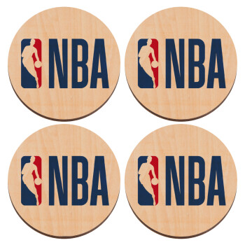 NBA Classic, ΣΕΤ x4 Σουβέρ ξύλινα στρογγυλά plywood (9cm)