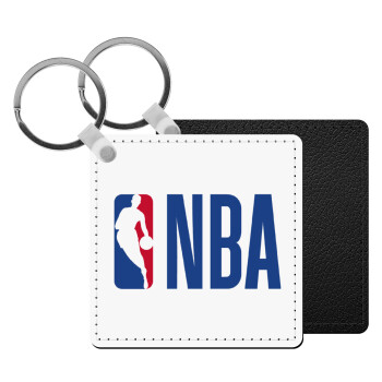 NBA Classic, Μπρελόκ Δερματίνη, τετράγωνο ΜΑΥΡΟ (5x5cm)