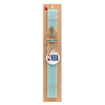 NBA Classic, Πασχαλινό Σετ, ξύλινο μπρελόκ & πασχαλινή λαμπάδα αρωματική πλακέ (30cm) (ΤΙΡΚΟΥΑΖ)