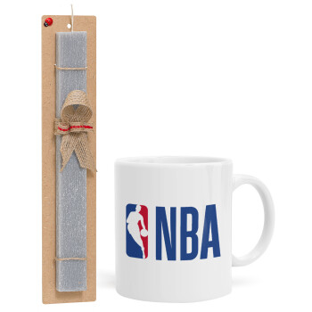 NBA Classic, Πασχαλινό Σετ, Κούπα κεραμική (330ml) & πασχαλινή λαμπάδα αρωματική πλακέ (30cm) (ΓΚΡΙ)