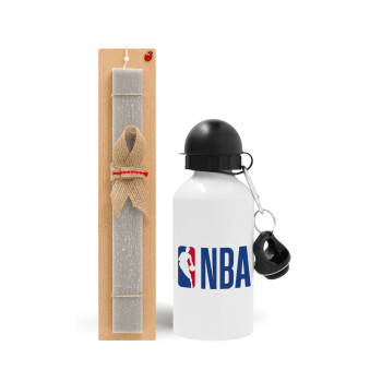 NBA Classic, Πασχαλινό Σετ, παγούρι μεταλλικό  αλουμινίου (500ml) & πασχαλινή λαμπάδα αρωματική πλακέ (30cm) (ΓΚΡΙ)