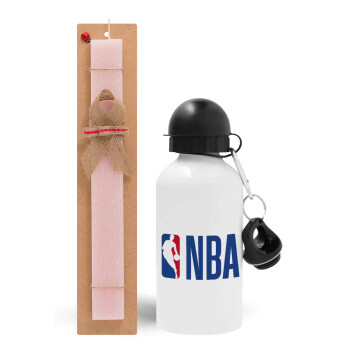 NBA Classic, Πασχαλινό Σετ, παγούρι μεταλλικό αλουμινίου (500ml) & πασχαλινή λαμπάδα αρωματική πλακέ (30cm) (ΡΟΖ)
