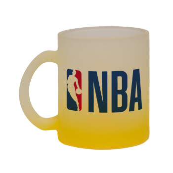 NBA Classic, Κούπα γυάλινη δίχρωμη με βάση το κίτρινο ματ, 330ml