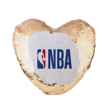 NBA Classic, Μαξιλάρι καναπέ καρδιά Μαγικό Χρυσό με πούλιες 40x40cm περιέχεται το  γέμισμα