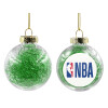 Transparent Christmas tree ball ornament with green filling 8cm