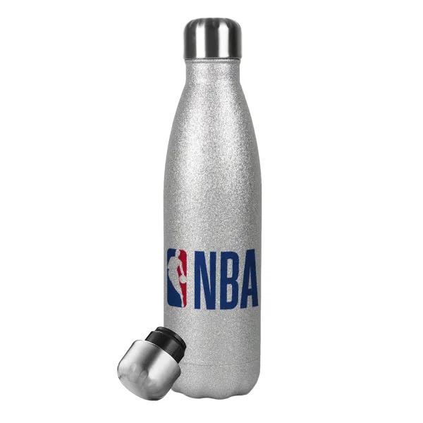 NBA Classic — Metallic Glitter Silver Thermos Flask (Stainless steel), double-walled, 500ml