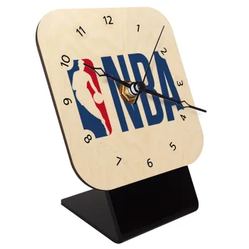 NBA Classic, Quartz Table clock in natural wood (10cm)