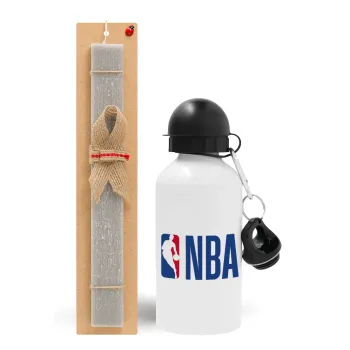 NBA Classic, Easter Set, metallic aluminum water bottle (500ml) & aromatic flat Easter candle (30cm) (GRAY)