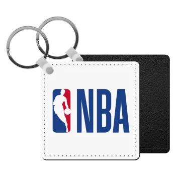 NBA Classic, Μπρελόκ Δερματίνη, τετράγωνο ΜΑΥΡΟ (5x5cm)