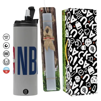 NBA Classic, Easter candle with Grey Tumbler Thermo 600ml & aromatic flat candle (30cm) (GREY)