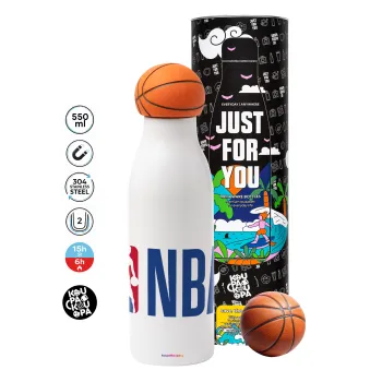 NBA Classic, Μπάλα μπάσκετ μεταλλικό παγούρι θερμός, διπλού τοιχώματος, 550ml